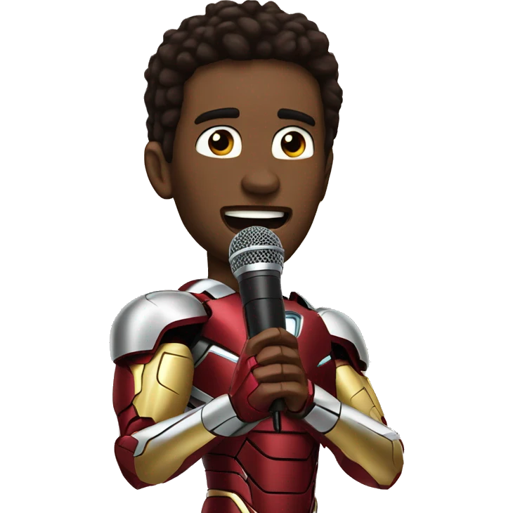 ironman singing with a mic like a meme emoji