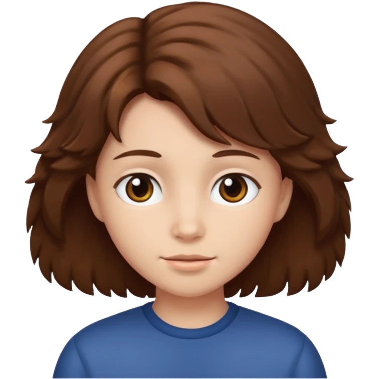 fluffy, brown hair emoji