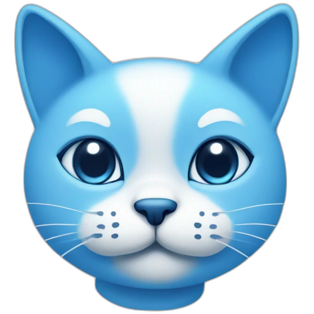 Blue simplistic sketch of a cute cat face emoji