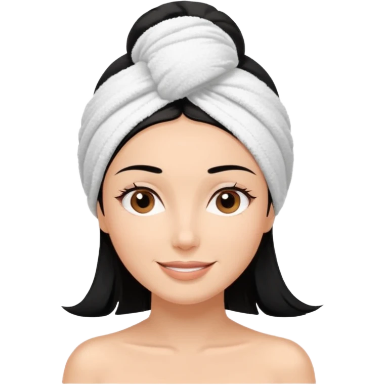 happy woman relaxing at the spa black hair dark brown eyes  emoji