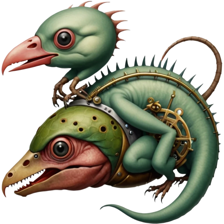 cinematic steam-punk -  hieronymus bosch phantasmagoric mutated creatures - hybrids of human, birds and and reptiles emoji