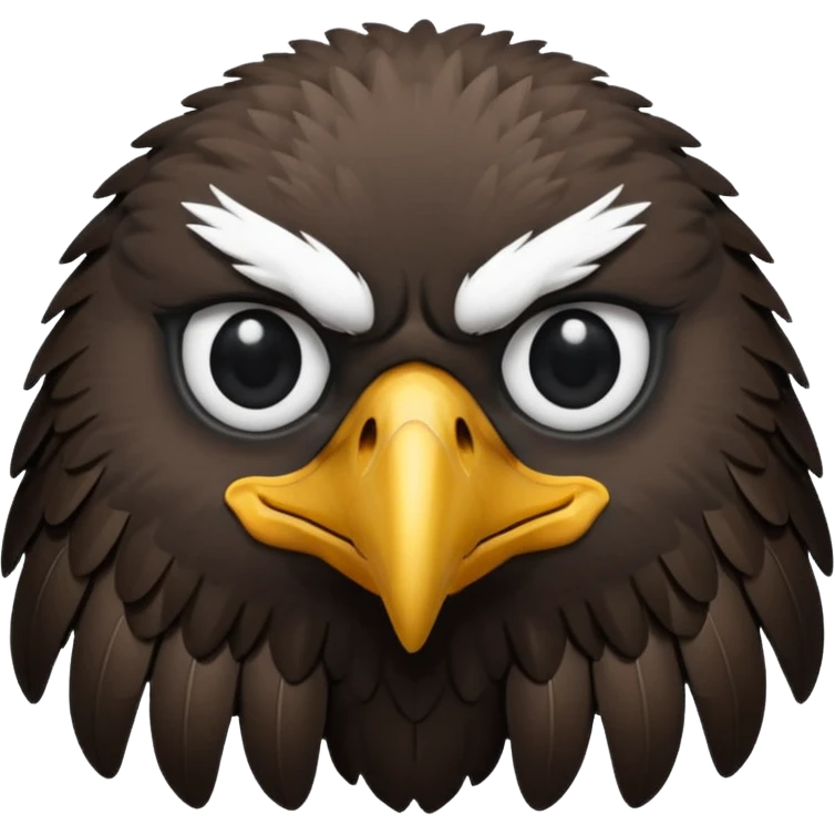 simple eagle emoji DOT eyes, only pupils, solid black , no iris, remove the white part of the eye emoji
