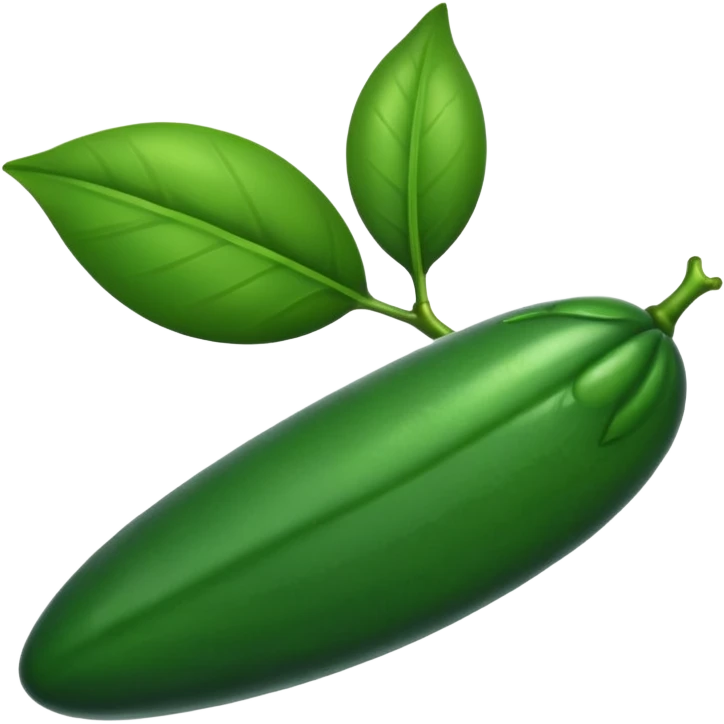 Темно зелёный вытянутой микроцитрус с зелёным маленьким листиком emoji