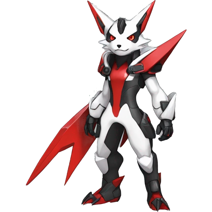  Cool Edgy Futuristic Black White Red Zangoose-Digimon-Mecha full body emoji