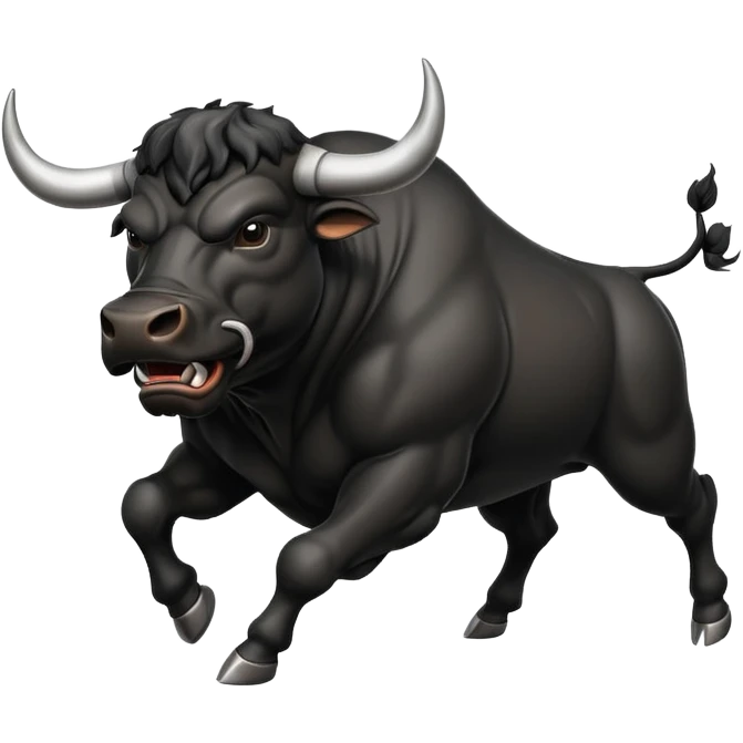 angry running black bull with steam from nostrils emoji