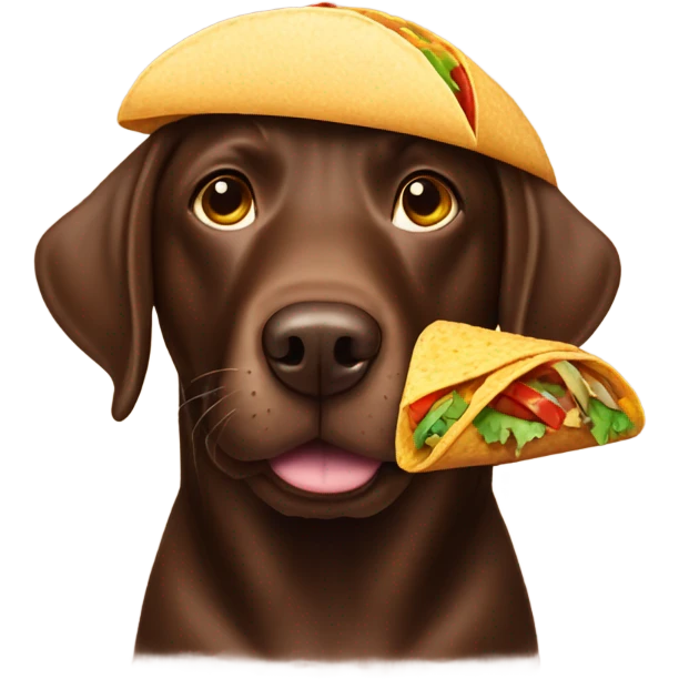 Chocolate lab with a taco emoji