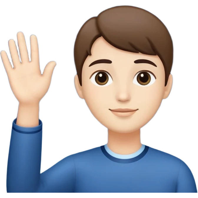 a person waving and saying good night, moon and stars in background, peaceful and warm emoji