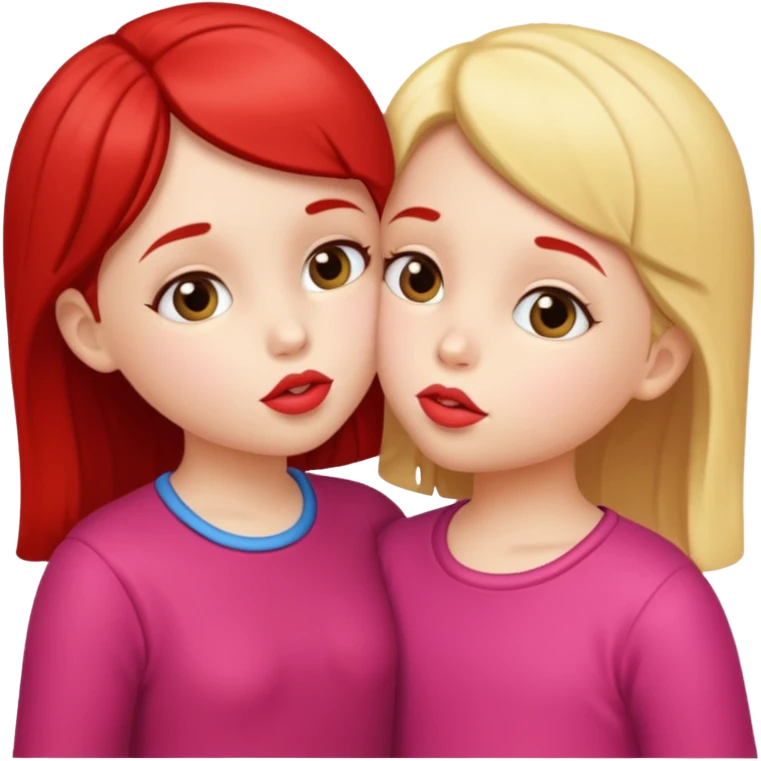 two little gals kissing on the lips emoji