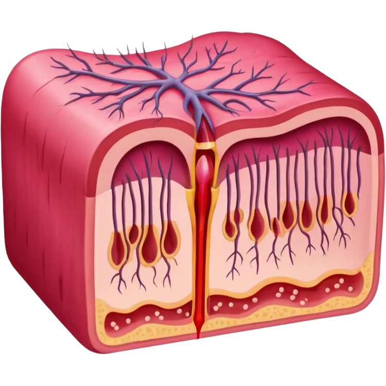 hair follicle cross-section, with pink colors emoji