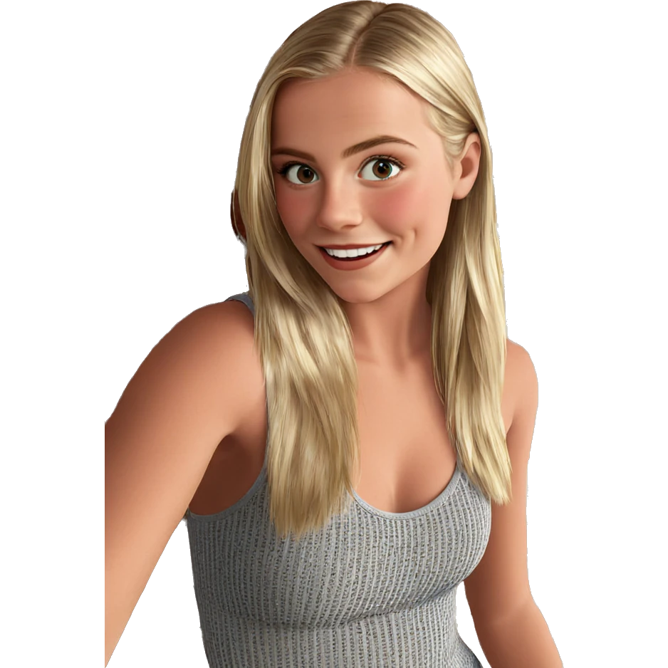 smiling girl against brick wall emoji