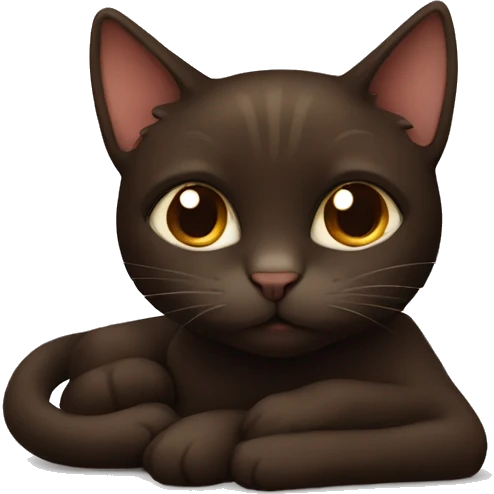 Dark brown cat cuddling emoji