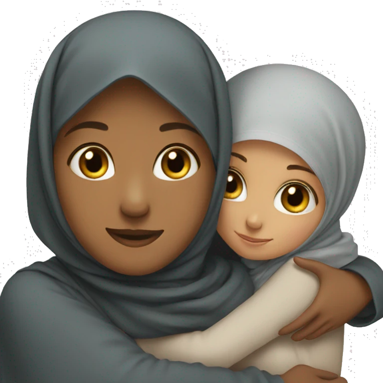 Girl hugging a hijabi emoji
