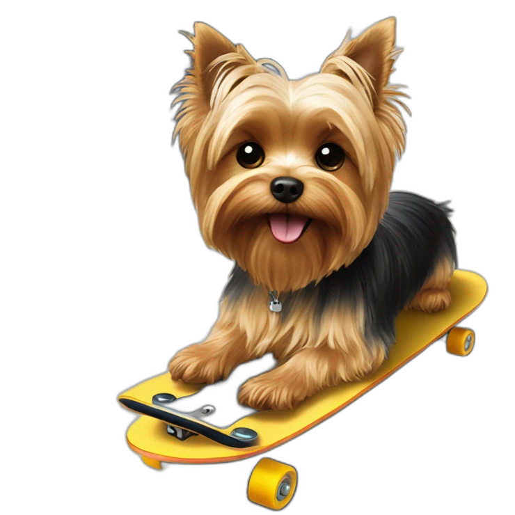 yorkie dog on skateboard emoji