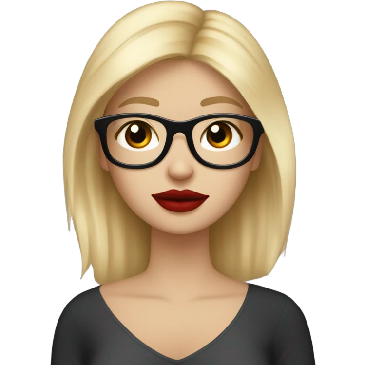 White girl, blonde hair, eyes closed, red lipstick wearing glasses hugs Yorkshire terrier  emoji