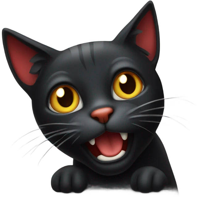 Black cat with red stripes shrugging  emoji