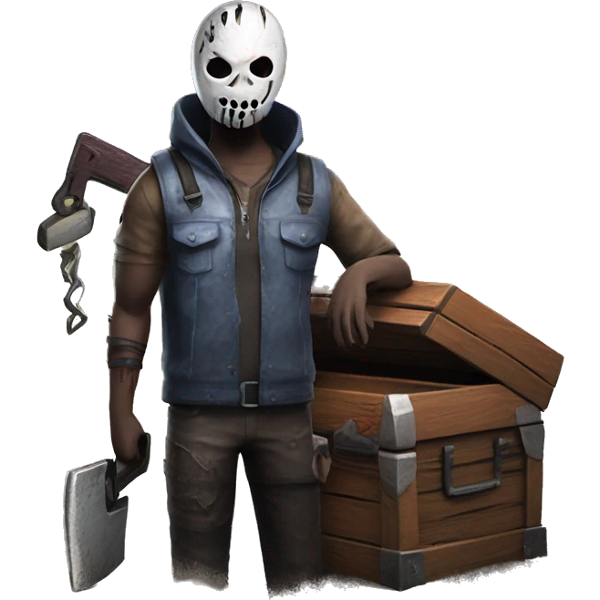 Dead by daylight leatherfave beside a chest waiting with His chainsaw  emoji