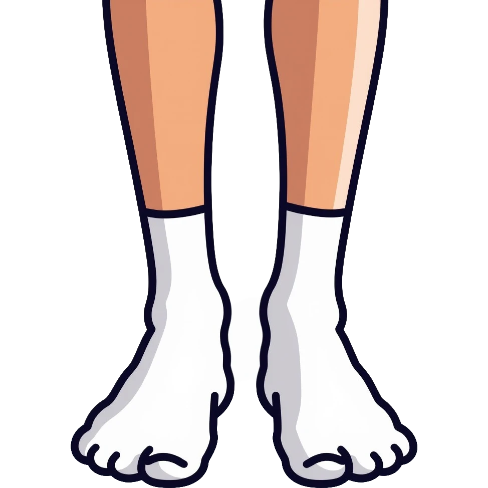 bottom view of feet wearing white athletic socks showing soles with texture pattern emoji