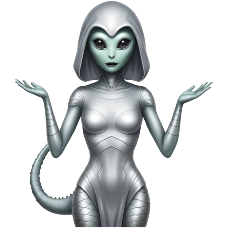 alien reptilian woman in silver dress emoji