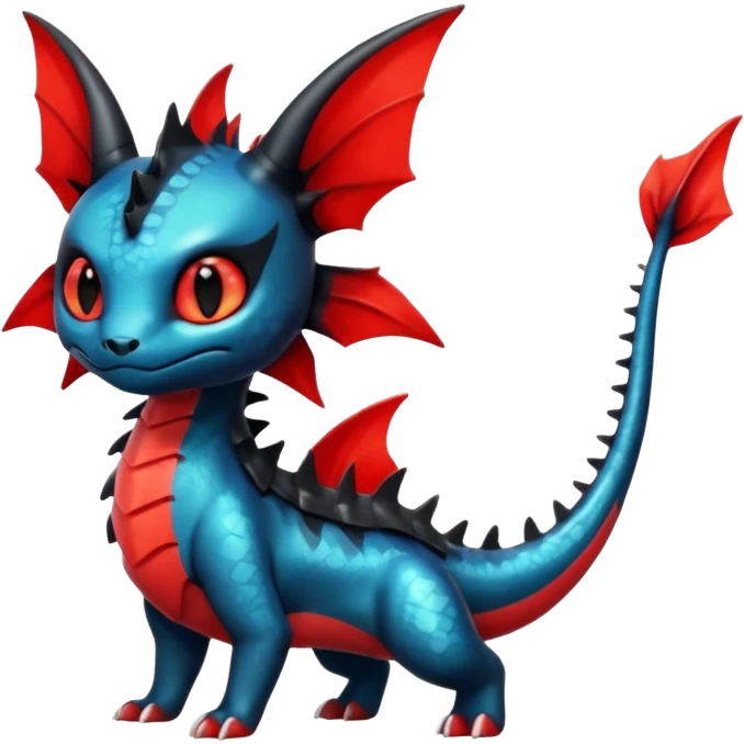 Shiny Red And Black Colorful Litten-Salandit-Vaporeon-Toothless-Fakémon-hybrid-creature (full body)  emoji