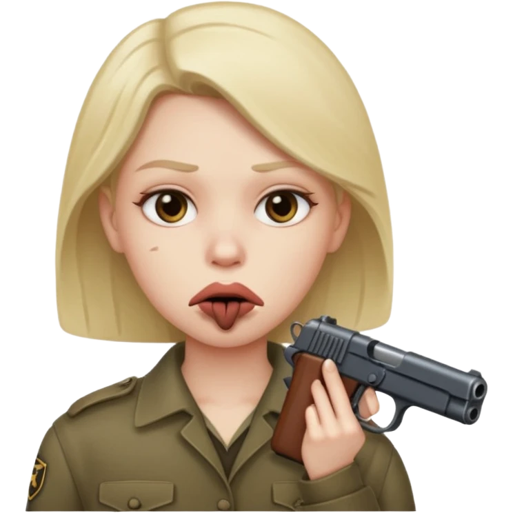Gun in mouth emoji