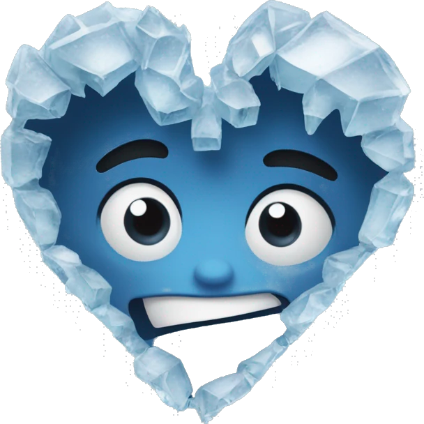frozen broken heart. made of ice. like 💔. without face. only frozen broken heart emoji