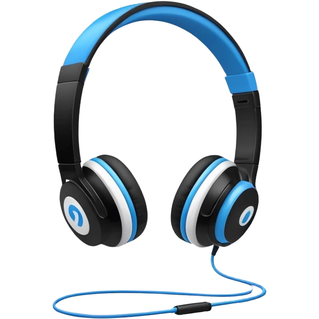 Black and blue and white headphones as seen from the side view  emoji