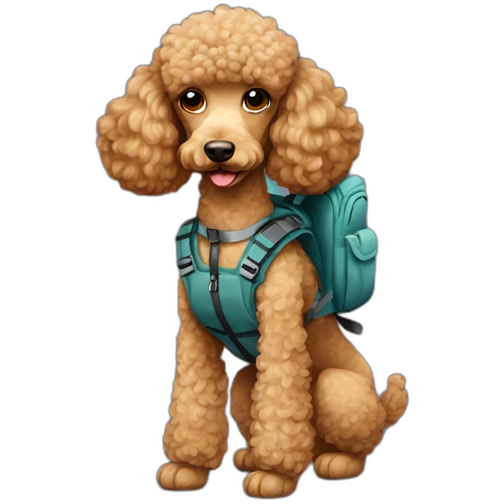 Light brown poodle with a backpack emoji