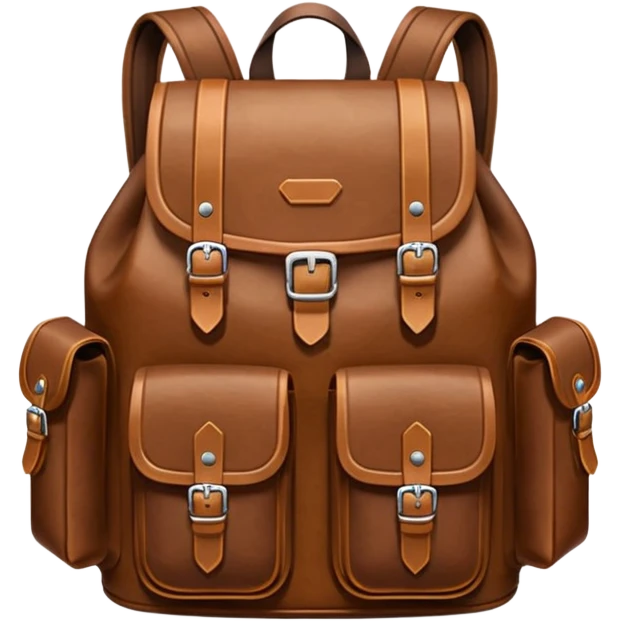 Draw a laether backpack using an front camera with a High-Angle Shot. emoji
