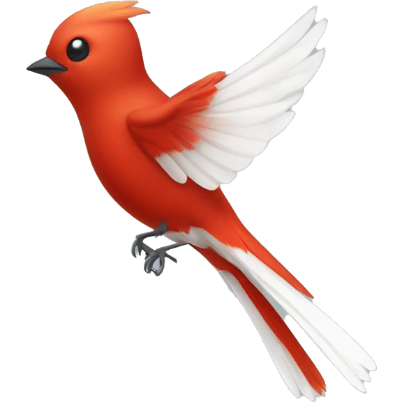 red male flycatcher bird flying with white accent feathers emoji