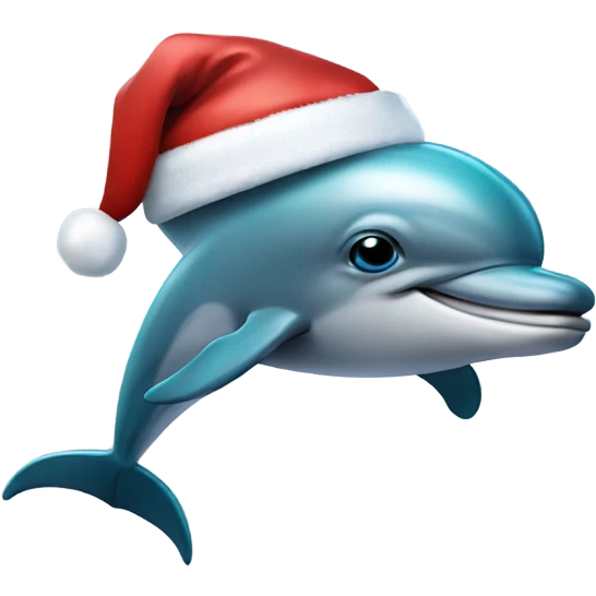 Dolphin with a Santa hat emoji