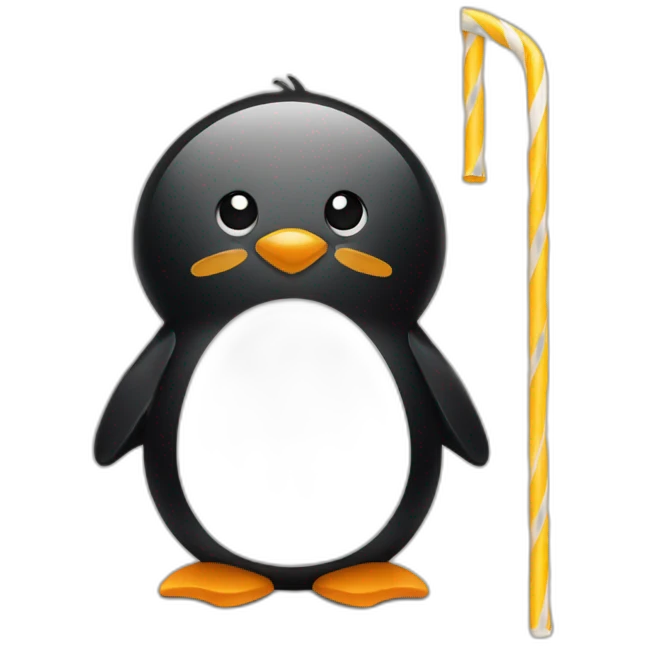 Penguin with a straw in its mouth emoji