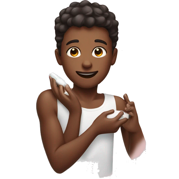 Boy doing his skincare emoji