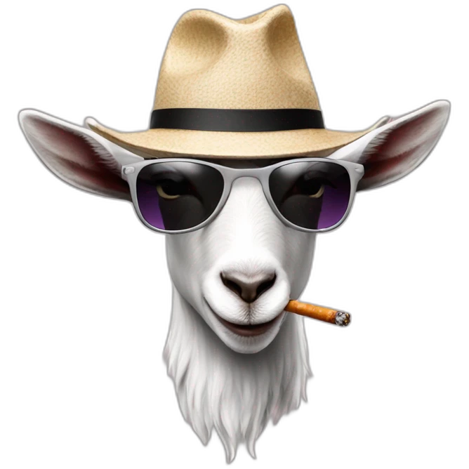 Cool goat sunglasses fedora smoking emoji