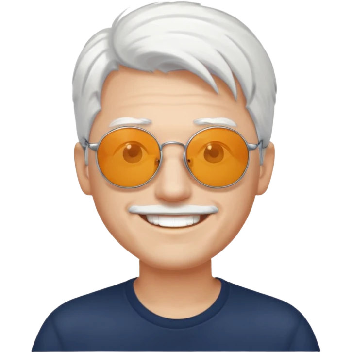 A guy with white hair round sunglasses smiling emoji