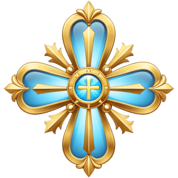 saint emblem with light blue cross and divine rays emoji