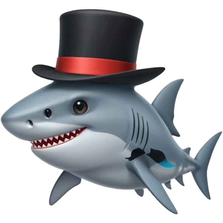 Shark with a top hat emoji