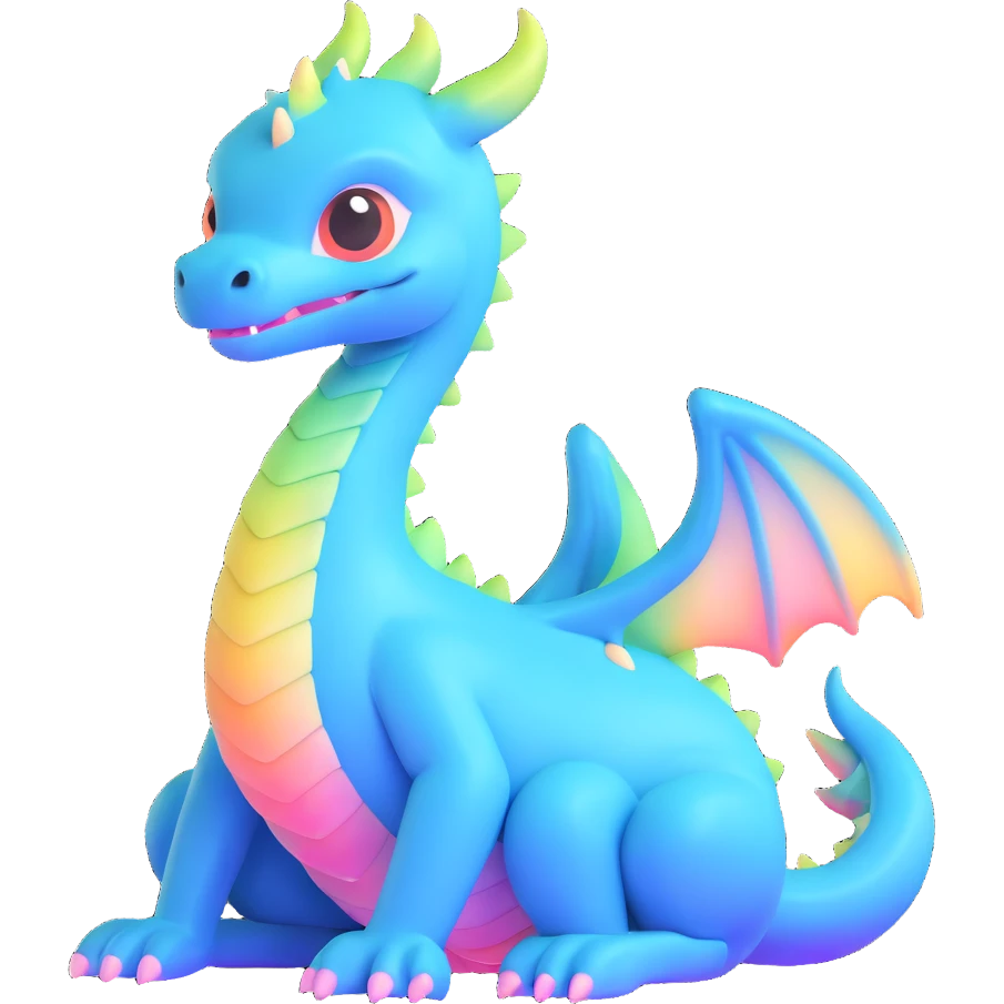 baby dragon sitting, pastel iridescent colors emoji
