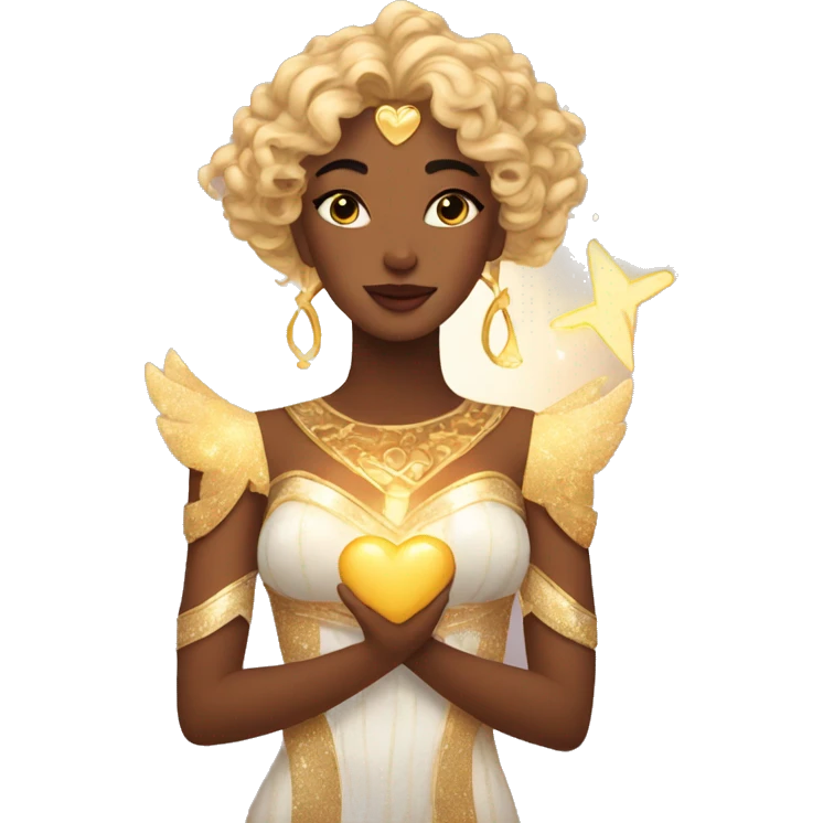 goddess with glitter and hearts emoji