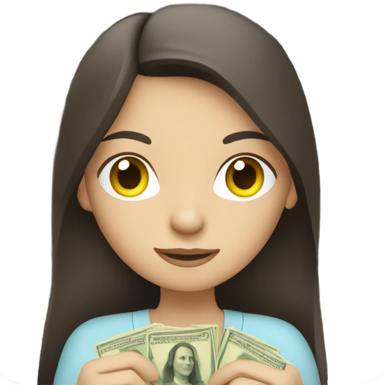 White brunette woman counting money emoji