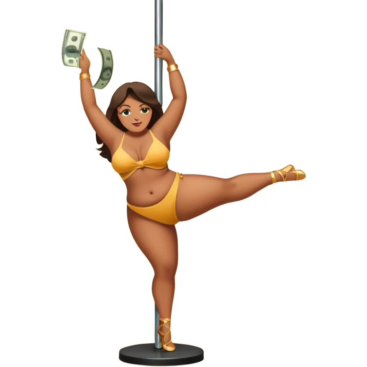 Plus size Pole dancing with money falling emoji