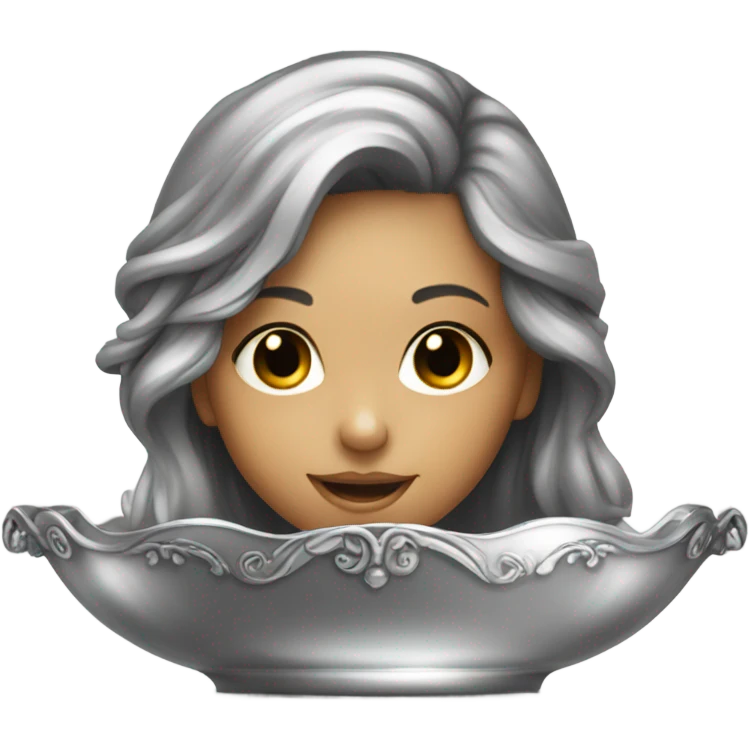 Young pirate girl lying on silver platter emoji