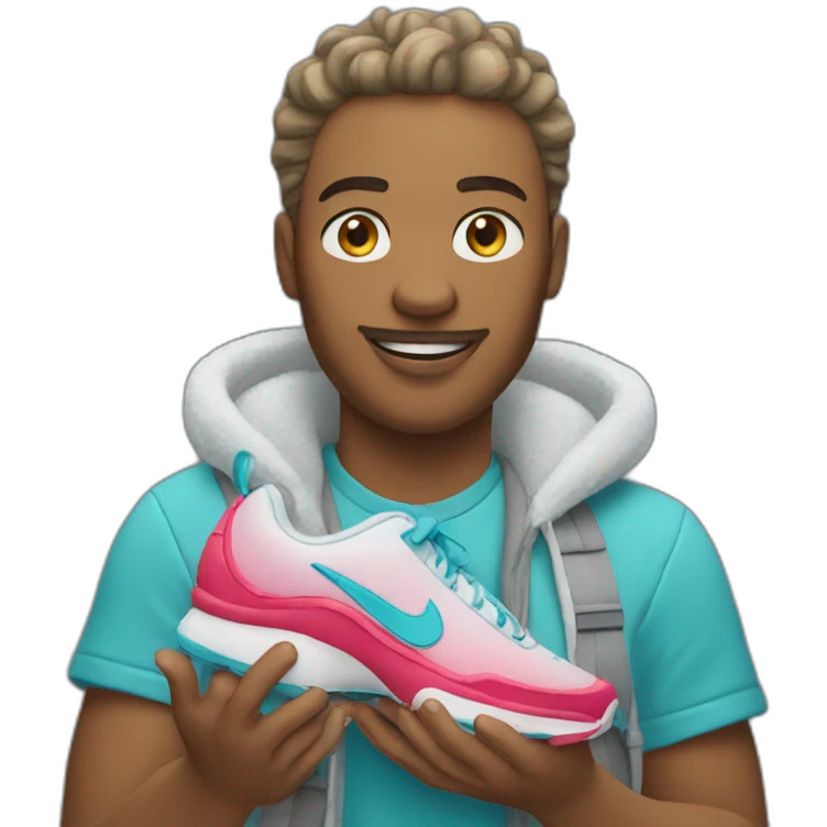 icy emoji holding nike sneakers in hand emoji