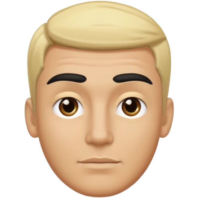 Tan male with blonde/black hair on his forehead with unibrow emoji