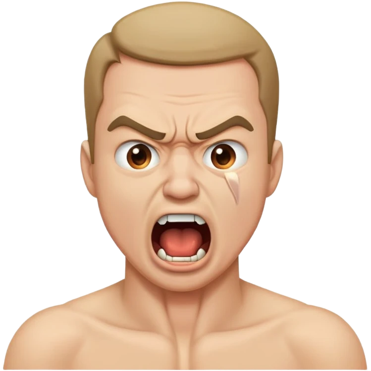 Guy choking his neck while angry mouth open emoji