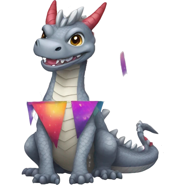 Gray Dragon covered in colorful bunting emoji