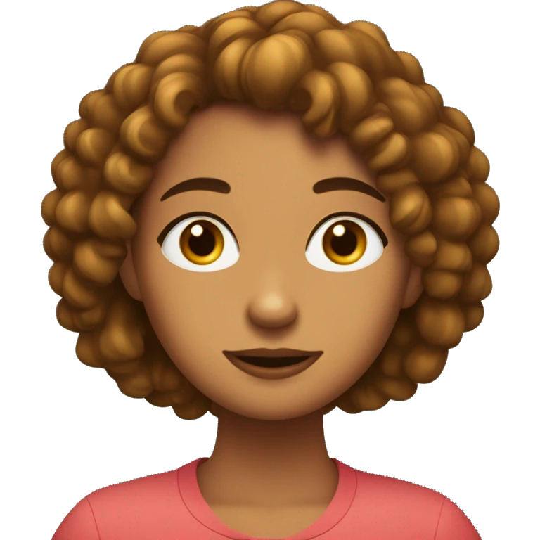 chica guapa de pelo oscuro rizado media melena con ojos marrones y pestañas largas emoji