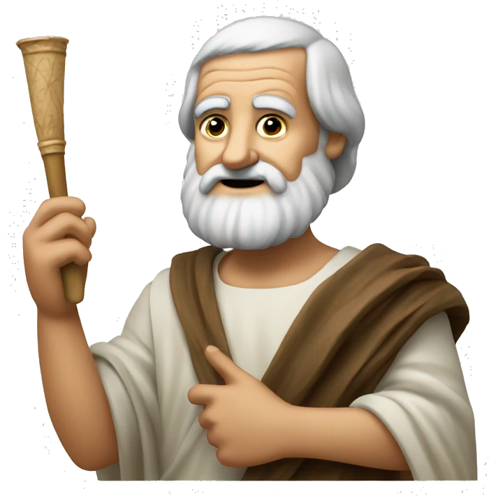 Aristotle holding a papyrus in his hand emoji