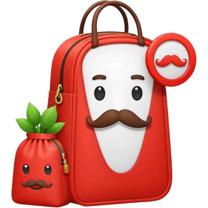 Rappi logo with mustache and bag emoji style emoji
