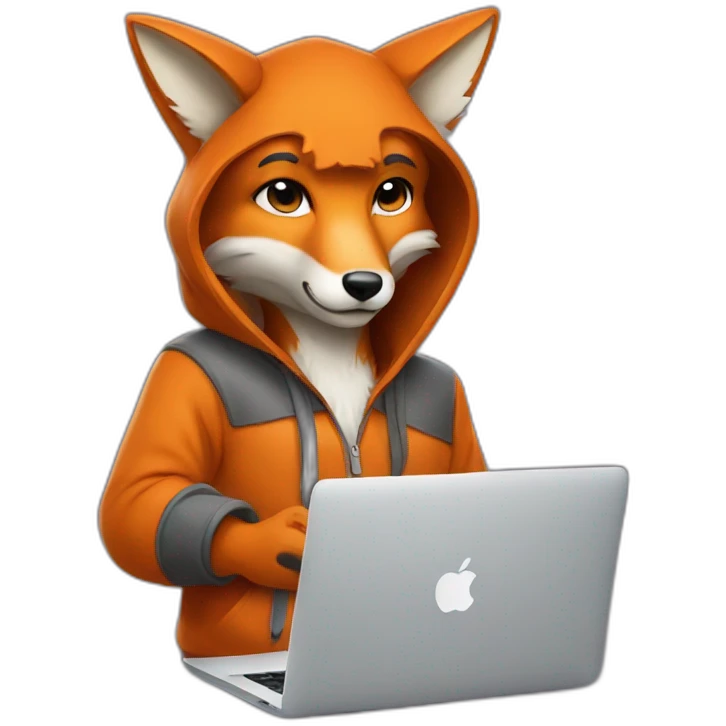 fox with hoodie and a macbook emoji