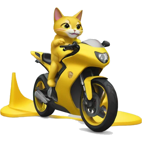 Un chat sur une beta track jaune emoji